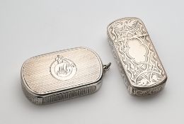 TWO VICTORIAN SILVER VESTA CASES, COLIN HEWER CHESHIRE, BIRMINGHAM, 1876 / 78
