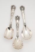 THREE SILVER CADDY (OR SUGAR) SPOONS, LONDON, 1835 / 37