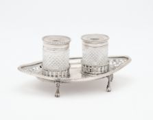 A VICTORIAN SILVER INKSTAND, RUPERT FAVELL, LONDON, 1884
