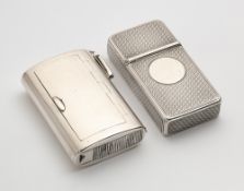 TWO VICTORIAN SILVER COMBINED SLOW MATCH VESTA CASES, WRIGHT & DAVIES, LONDON, 1870 / 72