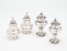 TWO PAIRS OF VICTORIAN SILVER PEPPERETTES, LONDON, 1840 / 41