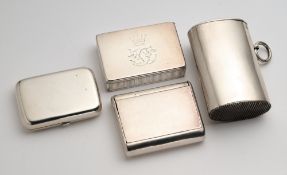 FOUR VICTORIAN SILVER VESTA CASES, ALL LONDON, 1877-1880