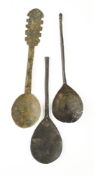 THREE BYZANTINE BRONZE SPOONS, EASTERN MEDITERRANEAN, 6TH-9TH CENTURY A.D.