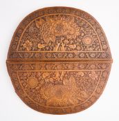 A QAJAR CARVED WOOD PURSE, PERSIA, 19TH CENTURY