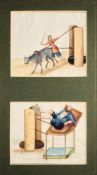 TWO QAJAR PAINTINGS OF TRADES, PERSIA, 19TH CENTURY
