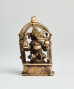 A SMALL BRONZE FIGURE OF GANESHA, DECCAN, SOUTHERN INDIA, CIRCA 16TH CENTURY