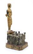 A RATNAKOSIN LACQUERED GILT BRONZE FIGURE OF PHRA MALAI VISITING HELL, THAILAND, 19TH CENTURY