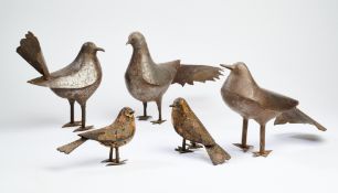 FIVE QAJAR STEEL FIGURES OF BIRDS, PERSIA, CIRCA 1900