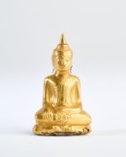 A MINIATURE SHEET GOLD FIGURE OF BUDDHA, AYUTHIA, THAILAND, CIRCA 17TH CENTURY