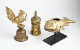 A DOMED BRASS INKWELL, INDIA, CIRCA 1900