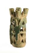 A GREEN GLAZED POTTERY LAMP, PARTHIAN OR LATER