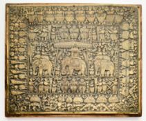 A REPOUSSE BRASS PANEL, SRI LANKA, CIRCA 1900