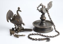 A BIRD FORM BRASS OIL LAMP, INDIA, 18TH/19TH CENTURY