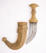 AN INDIAN GILT-METAL MOUNTED JAMBIYA, KUTCH, 19TH CENTURY