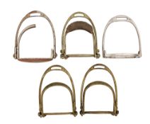 A PAIR OF B. COPE’S PATENT STIRRUPS, AND THREE OTHER PATENT STIRRUPS, LATE 19TH/EARLY 20TH CENTURY