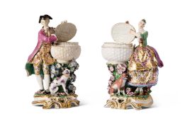 A PAIR OF CHELSEA SWEETMEAT FIGURES, CIRCA 1765