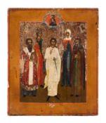 AN ICON OF THE MATRYR AND SAINTS, RUSSIAN, CIRCA 1800