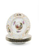 A SET OF FIVE MEISSEN PLATES, LATER 19TH CENTURY