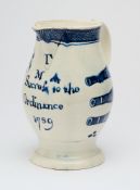 A PEARLWARE JUG INSCRIBED 'SUCCESS TO THE ORDINANCE 1789'