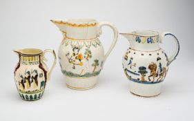 A GROUP OF THREE ENGLISH POTTERY MILITARY SUBJECT JUGS