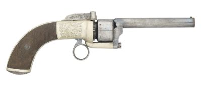 A 90 BORE PERCUSSION TRANSITIONAL SINGLE-ACTION SIX-SHOT REVOLVER BY T. BLISSETT,