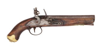 A 10 BORE FLINTLOCK SERVICE PISTOL OF LIGHT DRAGOON TYPE, EARLY 19TH CENTURY