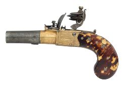 A 40 BORE FLINTLOCK BOX-LOCK POCKET PISTOL BY I. REA, NO. 91 MINORIES, LONDON, CIRCA 1823