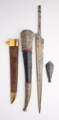 A KARD BLADE, A SILVER CHAPE AND TWO SCABBARDS, INDIA, MOSTLY 19TH CENTURY