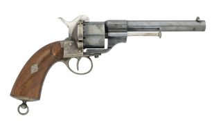 A FRENCH LEFAUCHEAUX PATENT 54 BORE PIN-FIRE 1863 MODEL SWEDISH CONTRACT SIX-SHOT MILITARY REVOLVER,