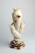 A BELLEEK 'DOUBLE FISH' VASE, CIRCA 1880-90
