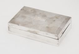 A SILVER CIGARETTE BOX, C.S. GREEN & CO. LTD., BIRMINGHAM, 1950