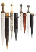 FOUR CAUCASIAN KINDJALS, 19TH CENTURY
