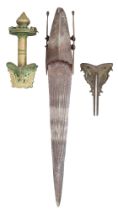 TWO SOUTH INDIAN SWORD (KOPIS KADUTHALA) HILTS, KERALA, 18TH/19TH CENTURY, AND A SOUTH INDIAN KATAR,