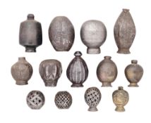 THIRTEEN VARIOUS RAPIER, SWORD AND SMALL-SWORD POMMELS, LATE 16TH TO MID-18TH CENTURY