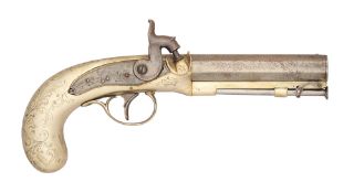 A 50 BORE PERCUSSION ALL-METAL PISTOL FOR THE AMERICAN MARKET, MID-19TH CENTURY
