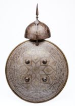 A PERSIAN KULAH KHUD AND DHAL, QAJAR, 19TH CENTURY