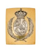 A BURNISHED GILT SHOULDER BELT PLATE