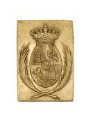 A SMALL OBLONG BURNISHED GILT PLATE