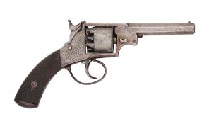 AN 80 BORE PERCUSSION ‘BIRMINGHAM-MADE’ DOUBLE-ACTION FIVE-SHOT REVOLVER SIGNED W. ADAMS,