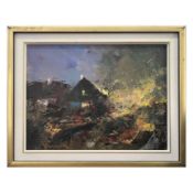 Arne Aspelin (1911-90) 'Night Bonfire, 1890er, Leinwand