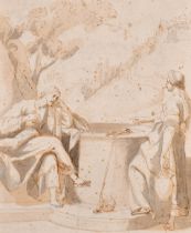 Circle of Giovanni Battista Tiepolo (1696-1770) Italian. "Rebecca at the Well", Ink and wash,