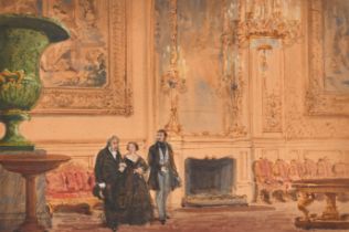 George Cattermole (1800-1868) British. "Windsor, Queen Victoria, Prince Consort &..." (possibly
