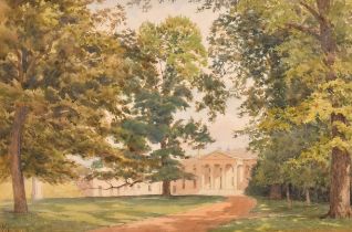 W M Hoare (19th-20th Century) British. "Hackwood Park", Watercolour, Signed with monogram and