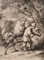 After Rembrandt van Rijn (1606-1669) Dutch. "The Flight into Egypt", Engraving, unframed 3.5" x 2.5"
