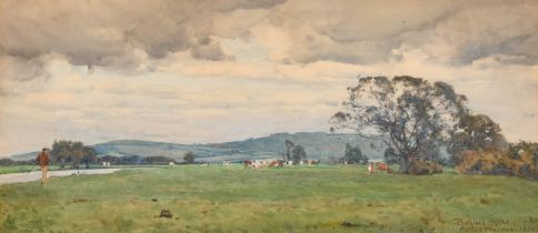 Alfred Parsons (1847-1920) British. "Bablock Hythe", Watercolour, Signed, inscribed and dated