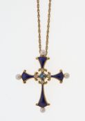 Halskette mit Mitternachts-Saphirkreuz