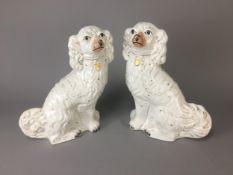 Good sized well Painted Pair of Staffordshire Dogs. H 34cm
