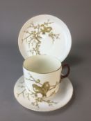 George Jones - Birds and Bloom Transferware Trio. Full impressed marks to Base. Circa 1880. 