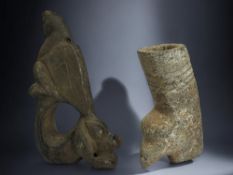 Two Chinese Hongshan culture style hardstone carvings. 