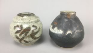 Studio Pottery - Mid Century Signed Vases one L.B similar mark to Graham Burr the other Stylised G D